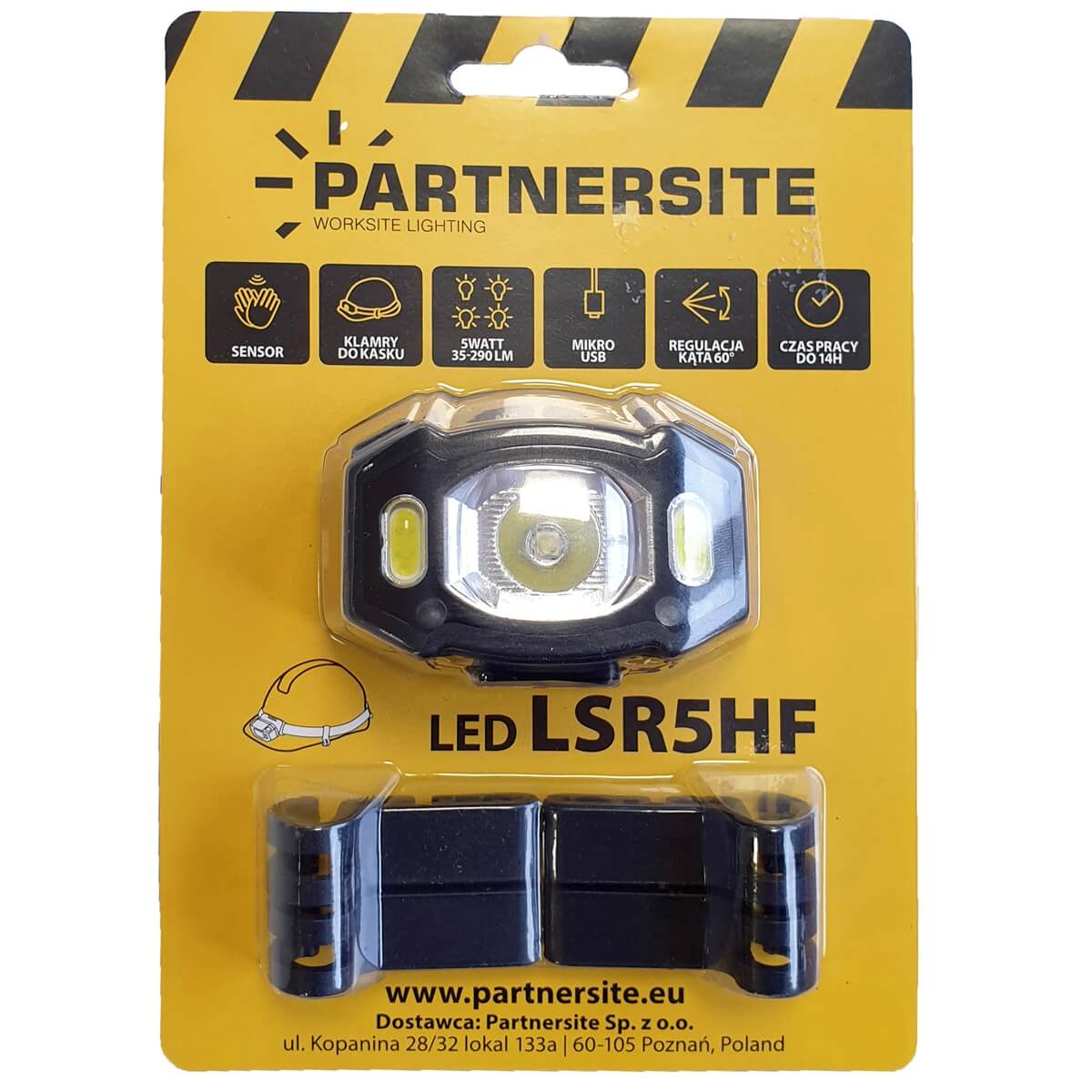 Akumulatorowa latarka czołowa LSR 5HF USB czujnik ruchu, 6 trybów pracy, zaczepy - obrazek 4